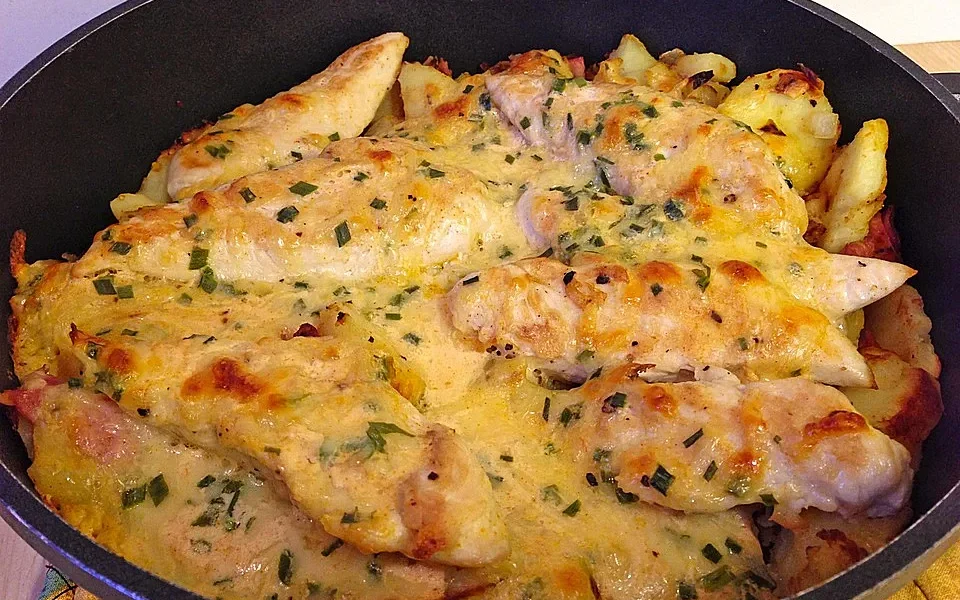 Bratkartoffelauflauf mit Schnitzel – Tortekuchen